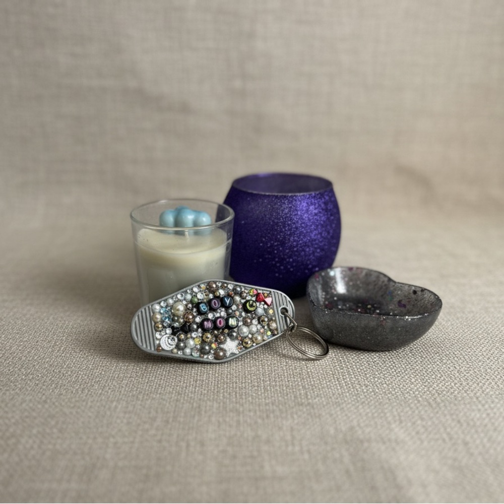 Boy Mom Gift Bundle | Self Care Set | Keychain Candle Resin Dish | Gift for Mom